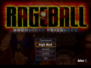 Rageball title screen for Playstation
